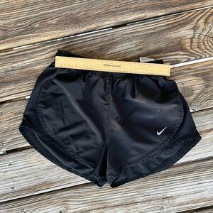 Nike Women’s Black Athletic Running Shorts with White Swoosh